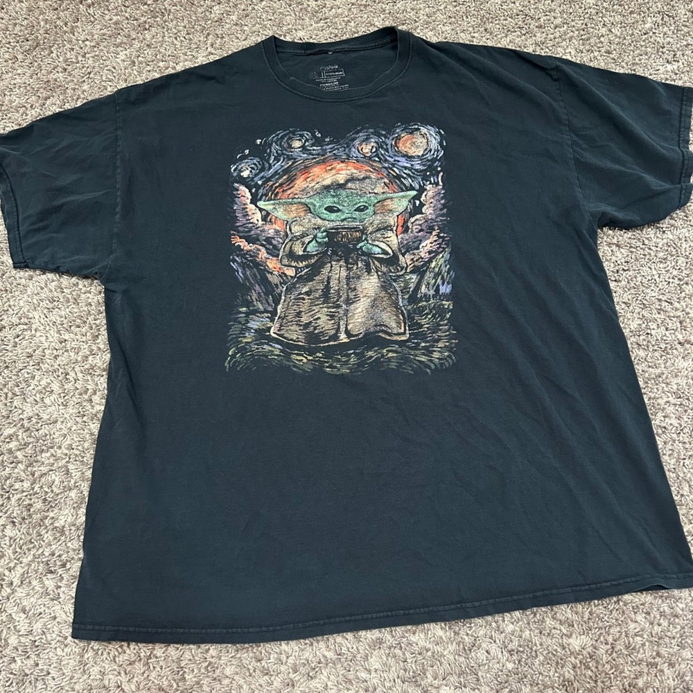 Star Wars The‎ Mandalorian Baby Yoda Starry Night Graphic T Shirt XXL